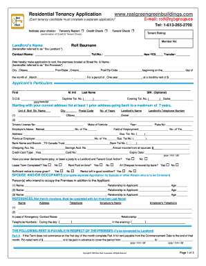 Residential Tenancy Application Form