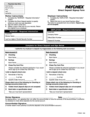 Direct Deposit Signup Form