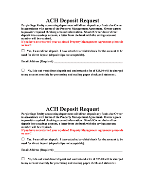 ACH Deposit Request Form