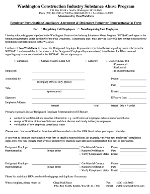 Washington Construction Industry Substance Abuse Program Agreement