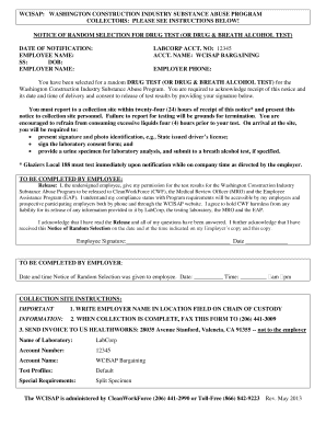 Washington Construction Industry Substance Abuse Program Random Drug Test Notice