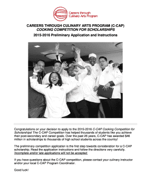 C-CAP Cooking Competition Scholarship Application