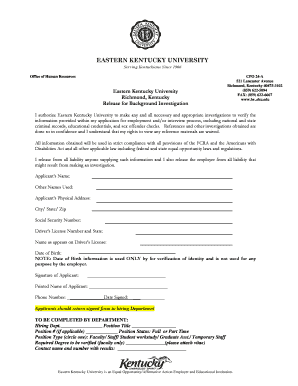 Background Investigation Release Form