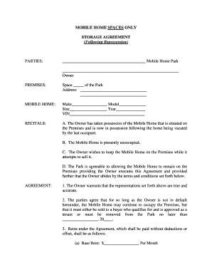 Mobile Home Storage Agreement