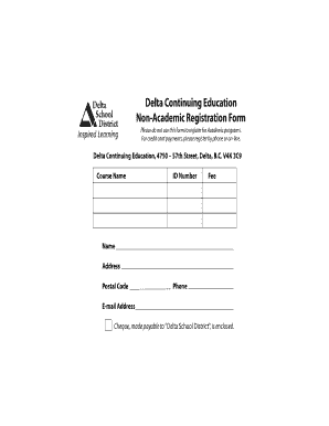 Delta Continuing Education Registration Form