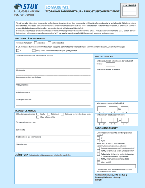 STUK Radon Measurement Form M1