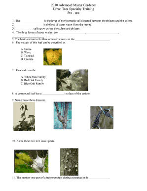 Urban Tree Specialty Training Pre - test 1 2 - urbanforestrysouth