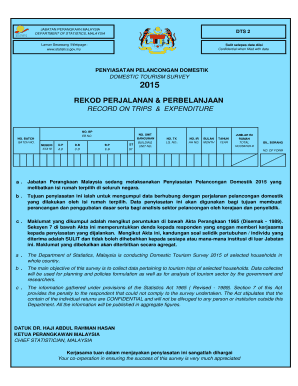Domestic Tourism Survey Form 2015