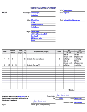 Proforma Invoice and Packing List