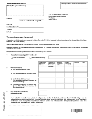 Voranmeldung von Kurzarbeit