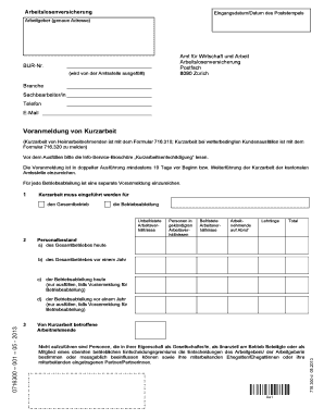 Voranmeldung von Kurzarbeit