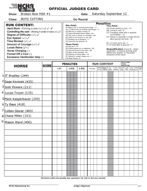 Official Judges Card