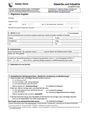 Kanton Zürich Gewerbe und Industrie (Zusatzformular)
