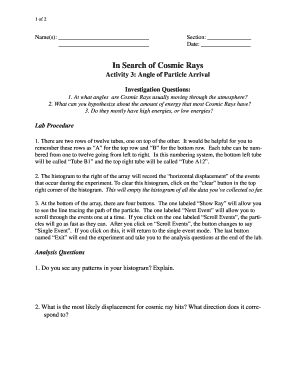 Cosmic Ray Angle Investigation Form
