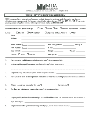 Disability Insurance Quote Form