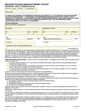 Securities Account Agreement Margin Account