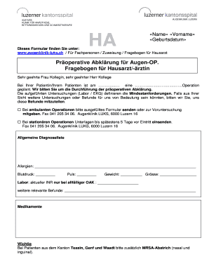 Fragebogen für Hausarzt
