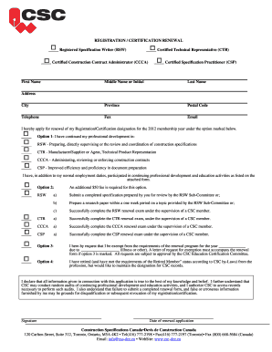 CSC Registration and Certification Renewal Form