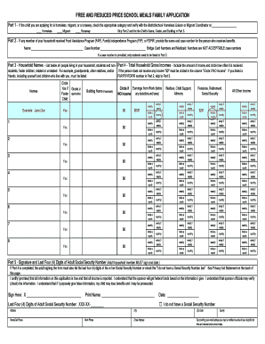 Free and Reduced Price School Meals Application
