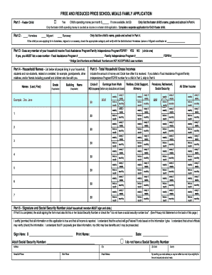 Free and Reduced Price School Meals Family Application