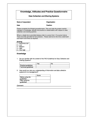 FAO Data Collection and Sharing Questionnaire