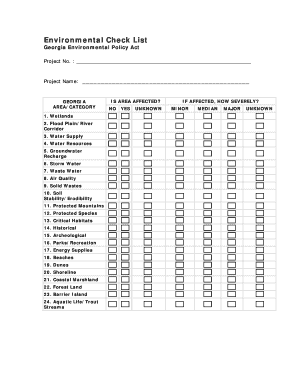 Georgia Environmental Policy Act Checklist