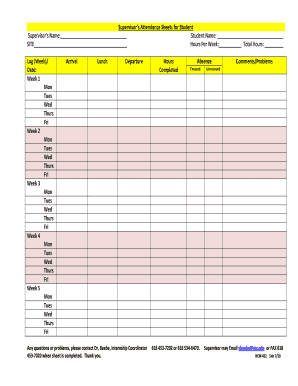 Supervisor s Attendance Sheets for Student Supervisors - sah siu