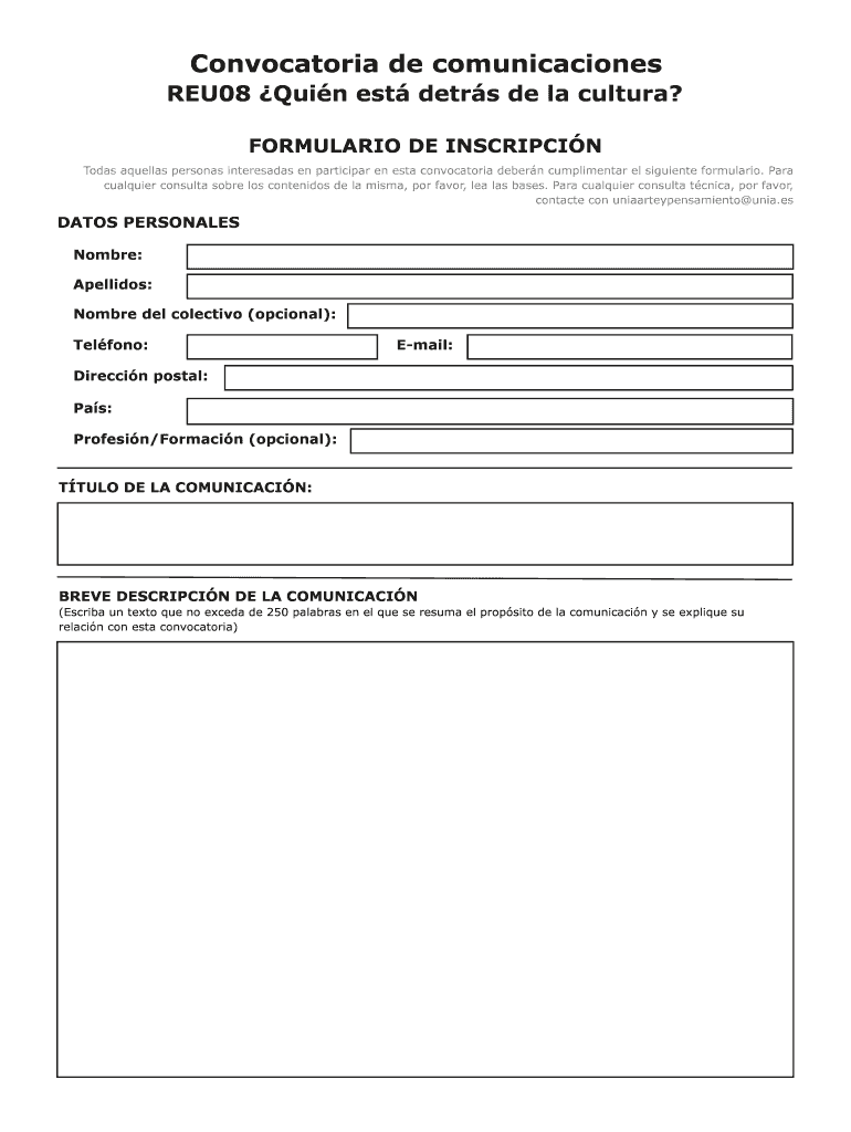 Convocatoria de comunicaciones Vista previa en la página 1