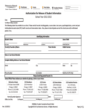 Authorization for Release of Student Information