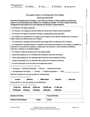 Encuesta Sobre La Participación De Padres
