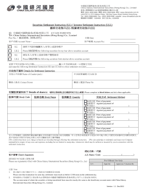 Securities Settlement Instruction Form