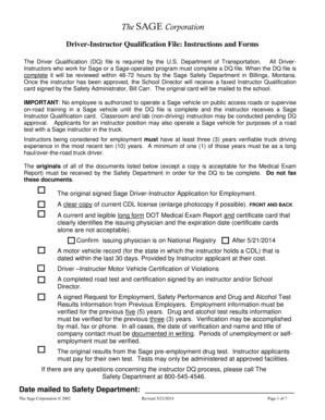 Driver-Instructor Qualification File