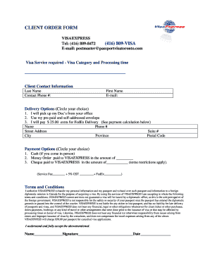 VisaExpress Client Order Form