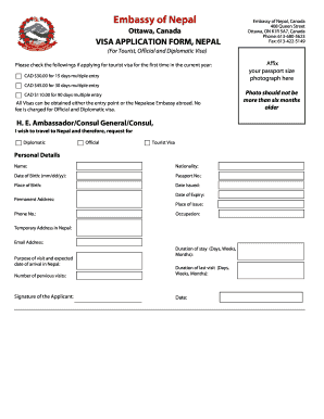 Nepal Visa Application Form