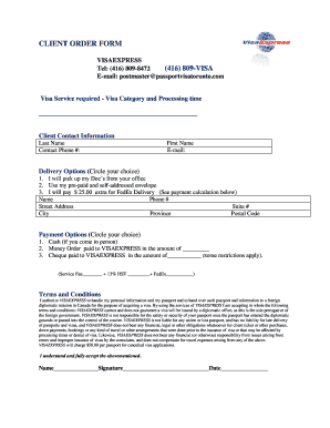 Visa Service Order Form