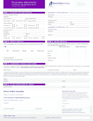 Bord Gáis Energy Business Electricity Control Customer Agreement