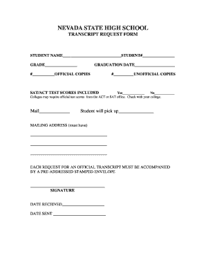 Nevada State High School Transcript Request Form