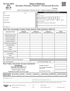 Oklahoma Business Personal Property Tax Form 901-P