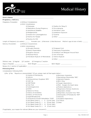 Medical History Form for Child