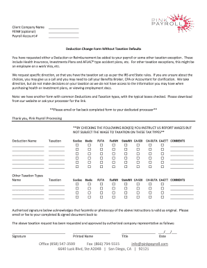Deduction Change Form Without Taxation Defaults