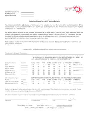 Deduction Change Form With Taxation Defaults