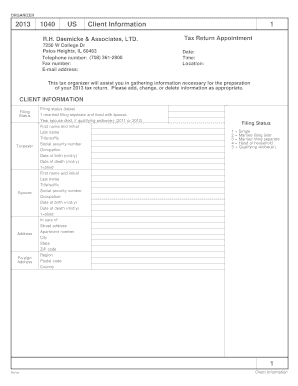 2013 US Tax Return Organizer