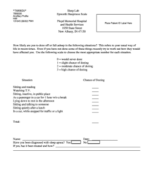 Epworth Sleepiness Scale Form