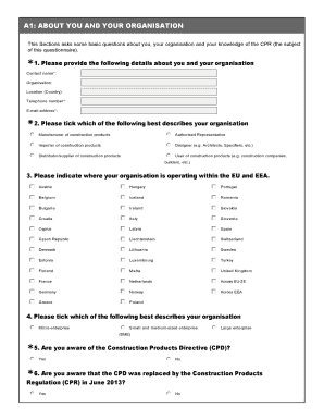 EU Construction Products Regulation Questionnaire