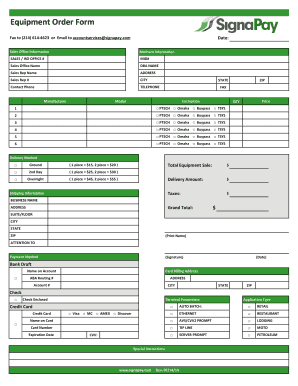 Equipment Order Form