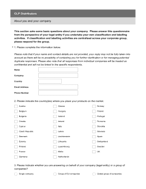 CLP Distributors Questionnaire