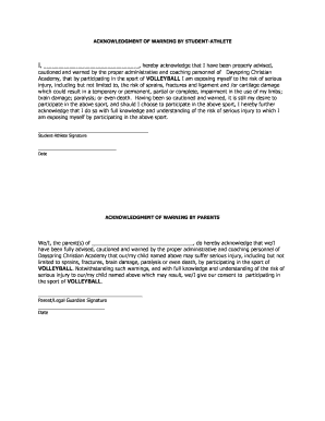 Acknowledgment of Warning by Student-Athlete and Parents