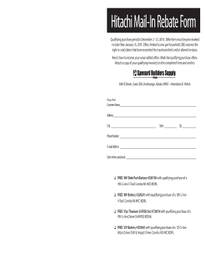 Hitachi Mail-In Rebate Form