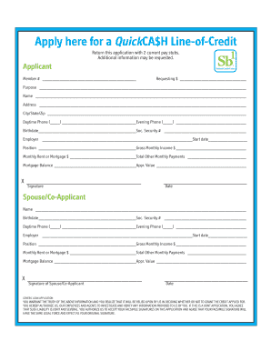 QuickCA$H Line-of-Credit Application