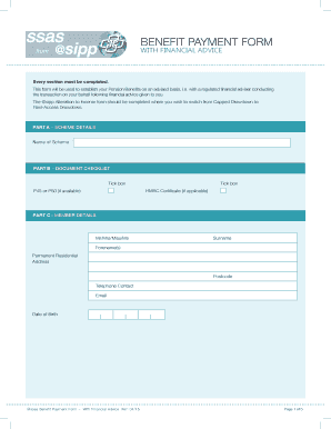 UK SSAS Benefit Payment Form With Financial Advice